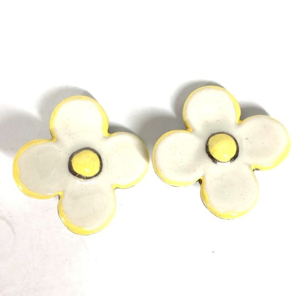 LOUIS VUITTON Louis Vuitton Flower Earrings Ceramic Women's White - Picture 1 of 8